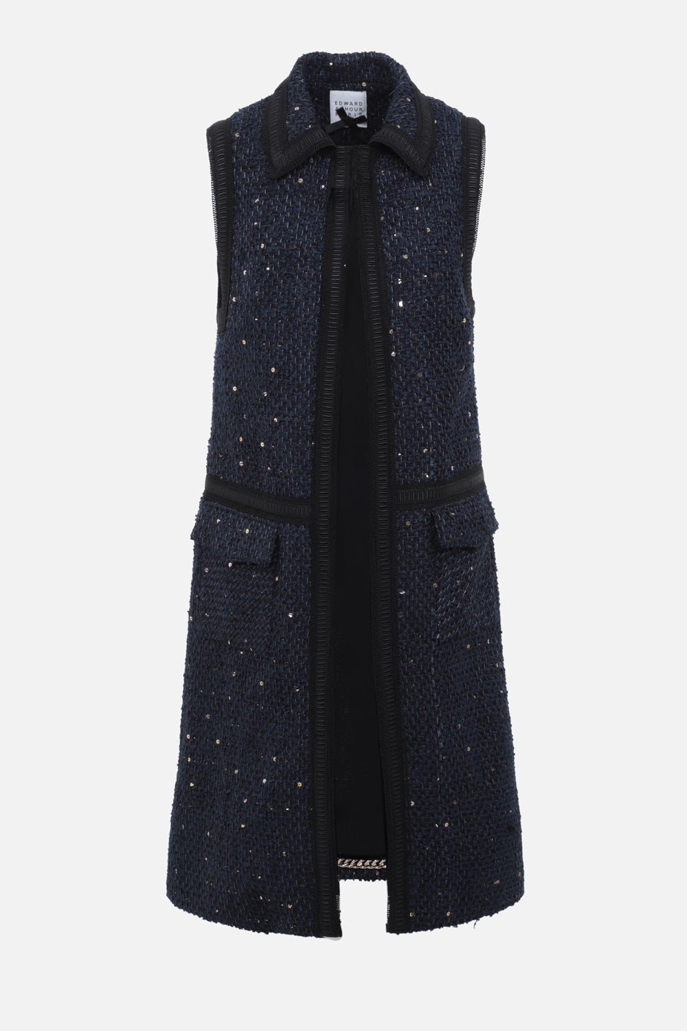 Veste sans manche en tweed bleu nuit