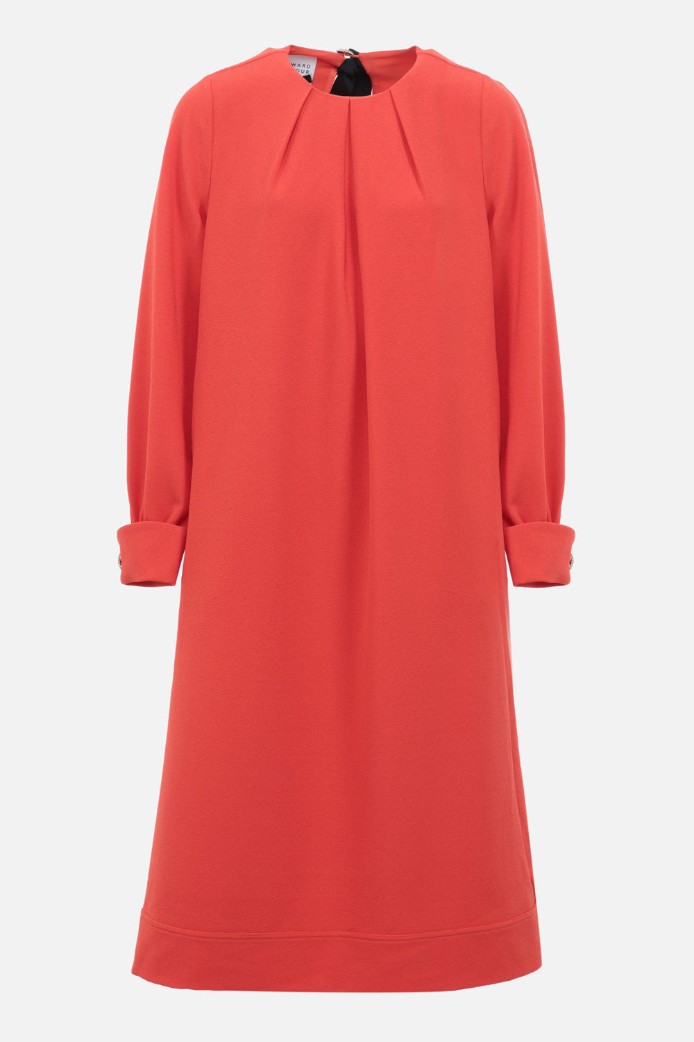 Round-neck coral midi dress