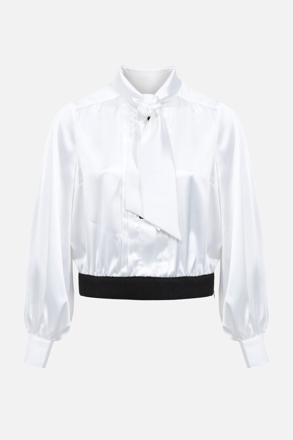 Chemise blanche lavallière satinée