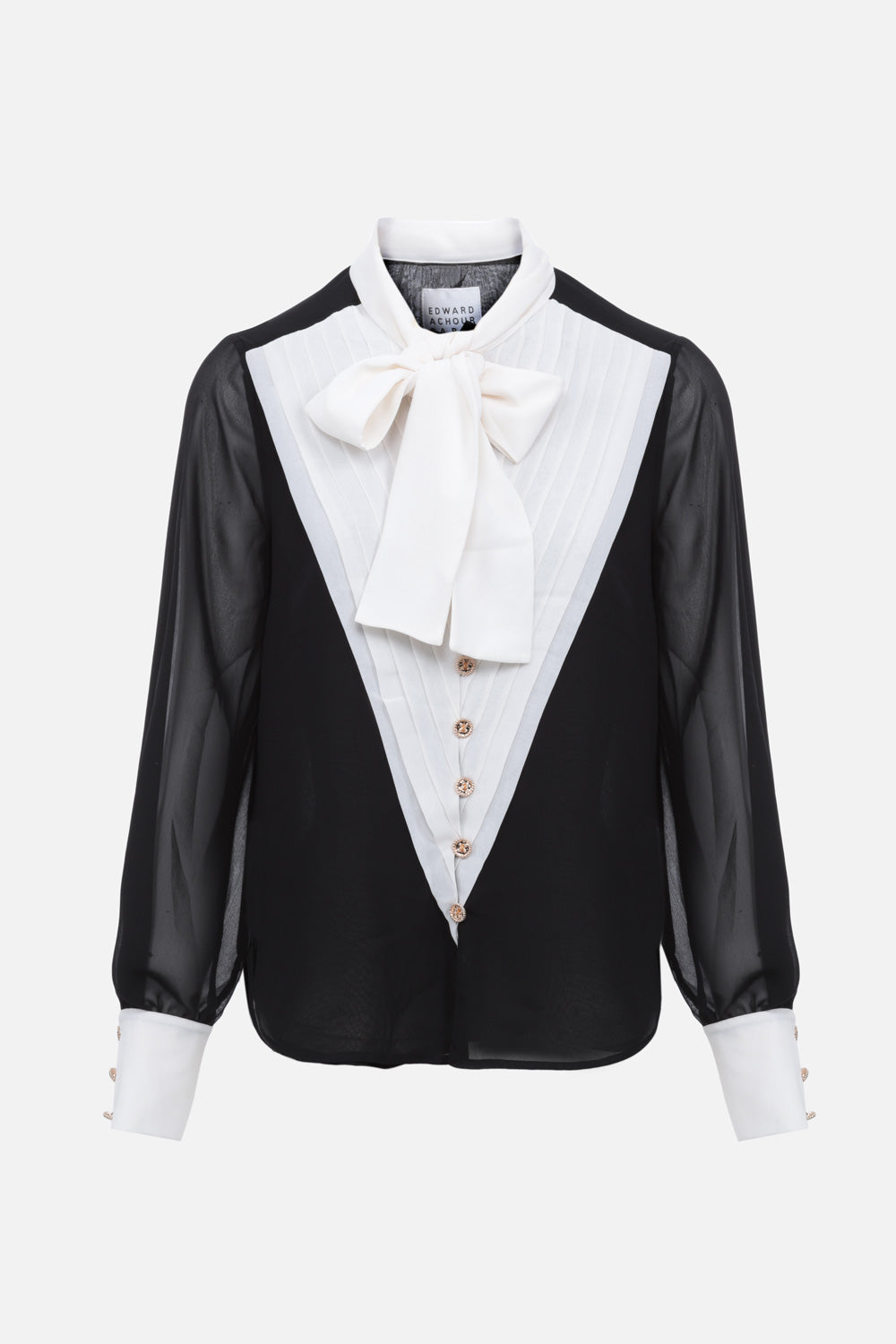 Blouse contrastante à lavallière