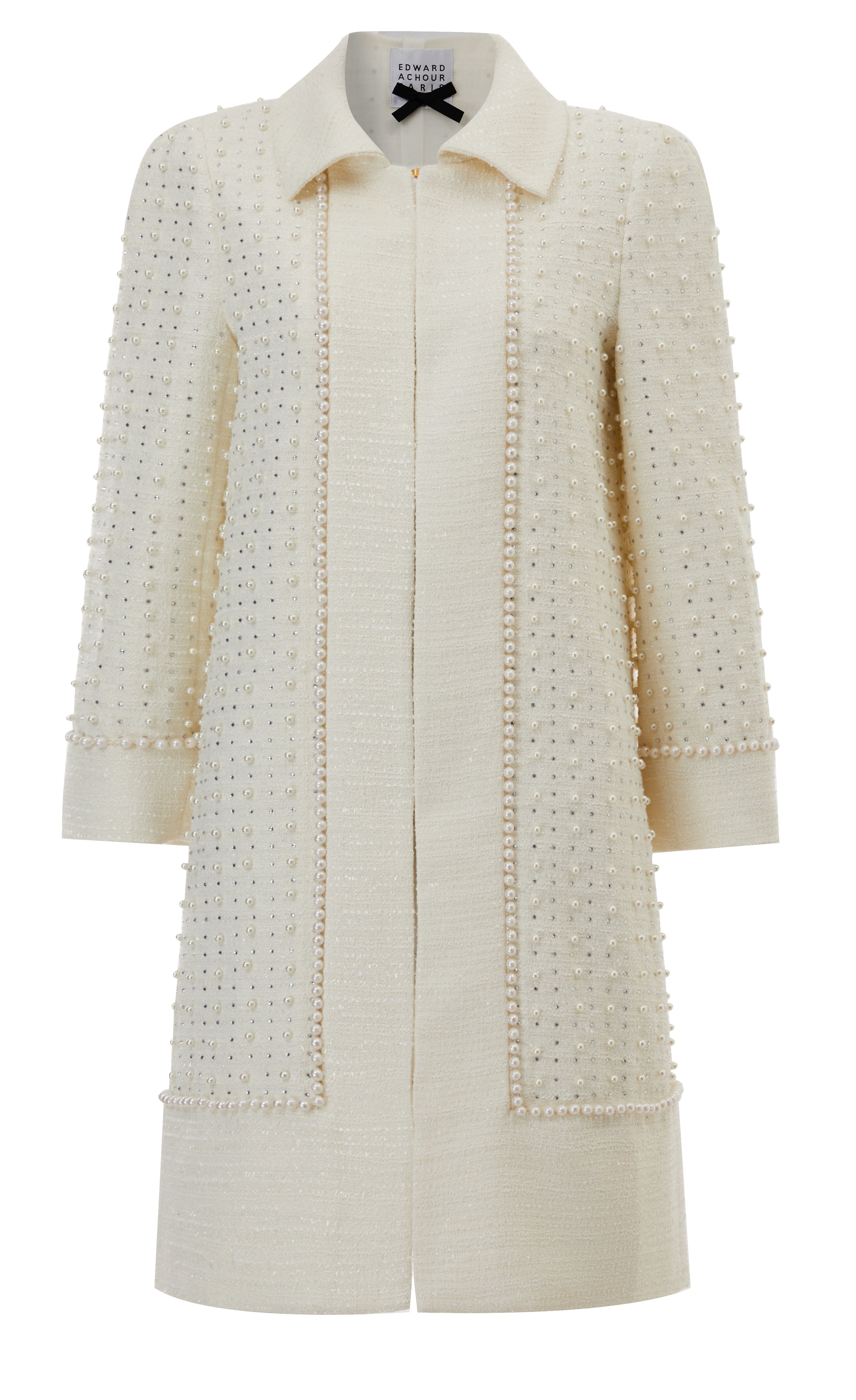 Cream coat with pearls and rhinestones and Pearl trim details (080211/836)