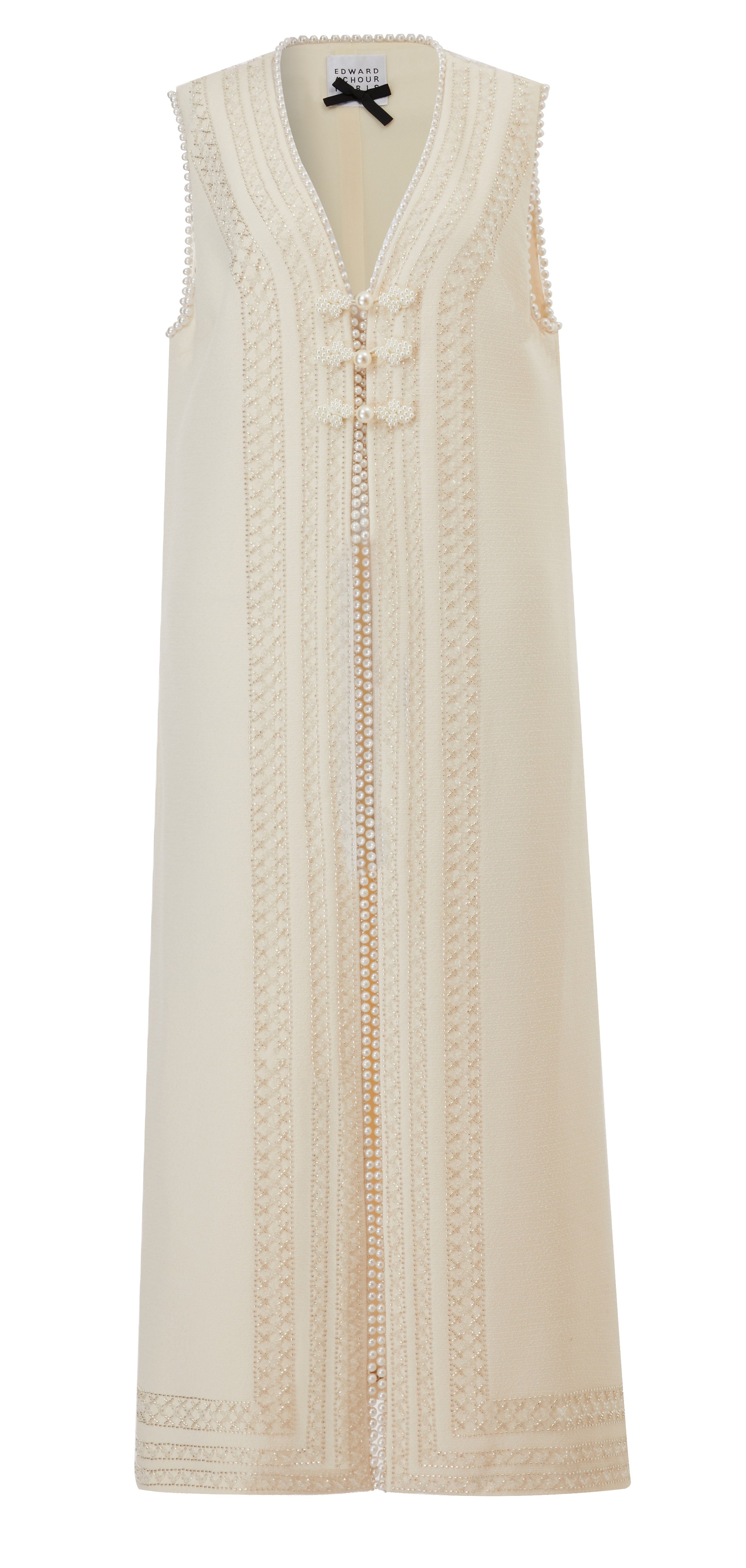 Long vest embroidered with rhinestones and pearls (080304/835)