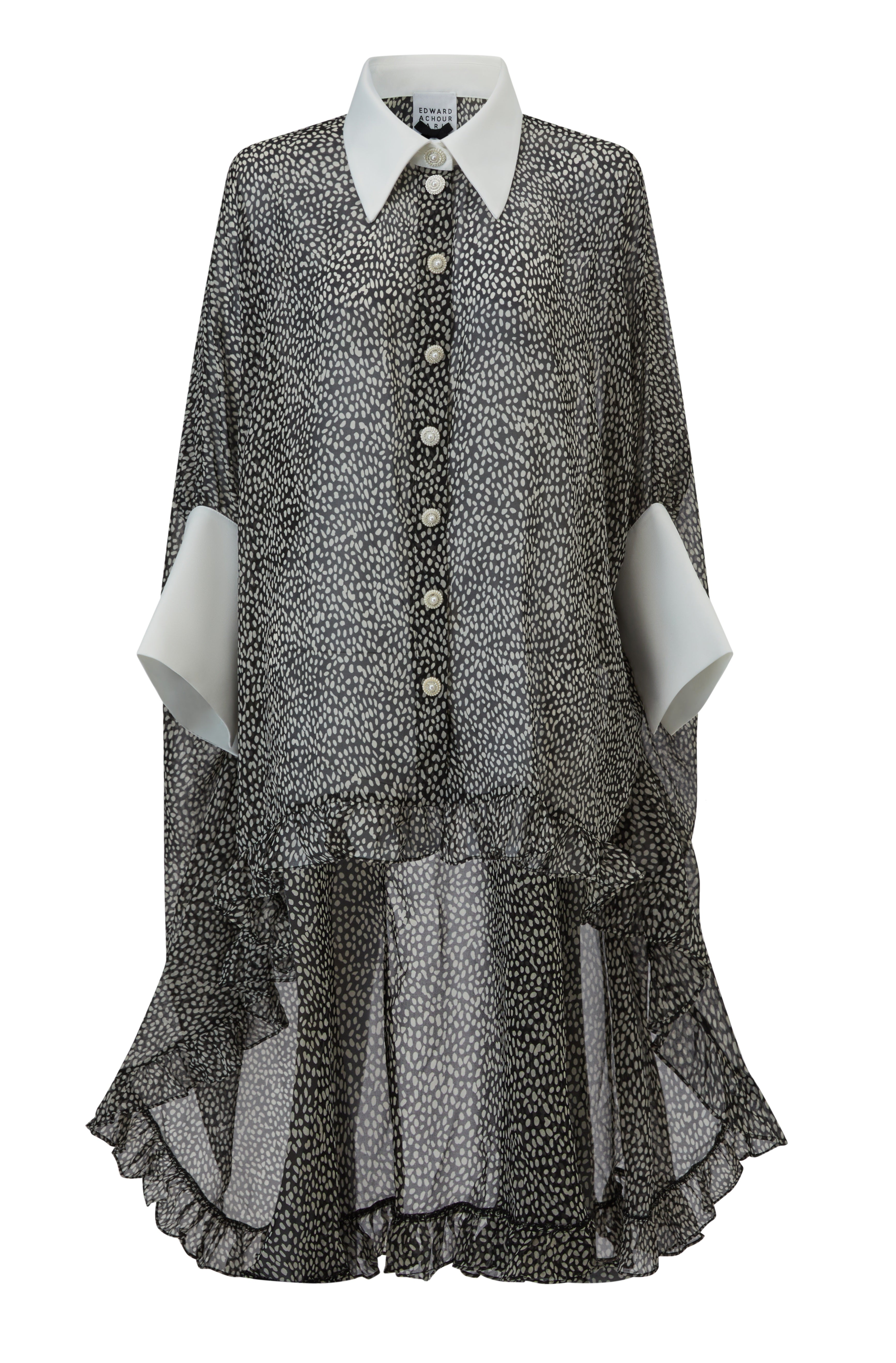 Long bicolour ruffled bottom Tunique (080609/810)