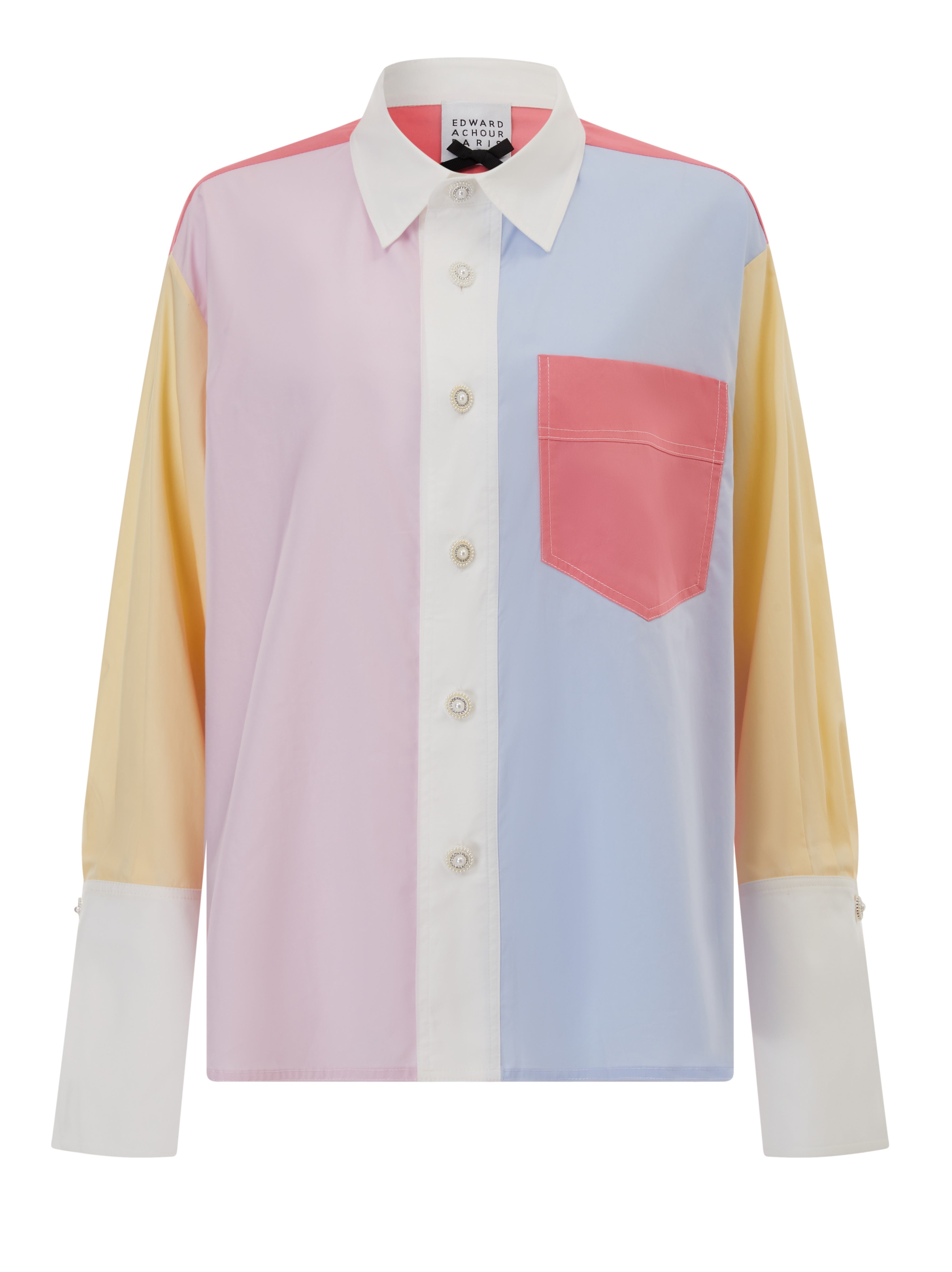Colour block candy cotton shirts with white details and Cristal buttons (080615/822)