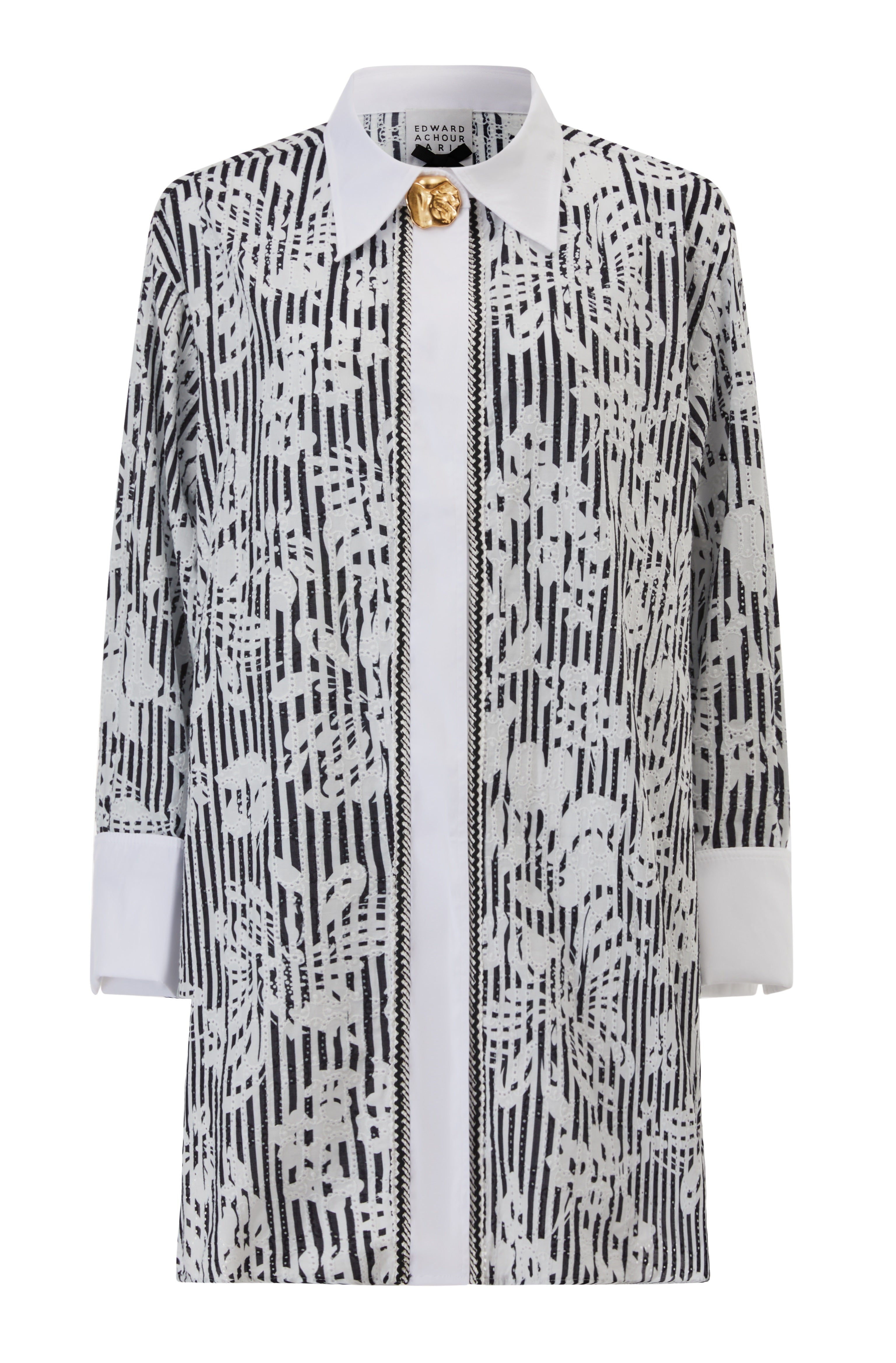 Embroidered printed poplin with white front details (080616/822)