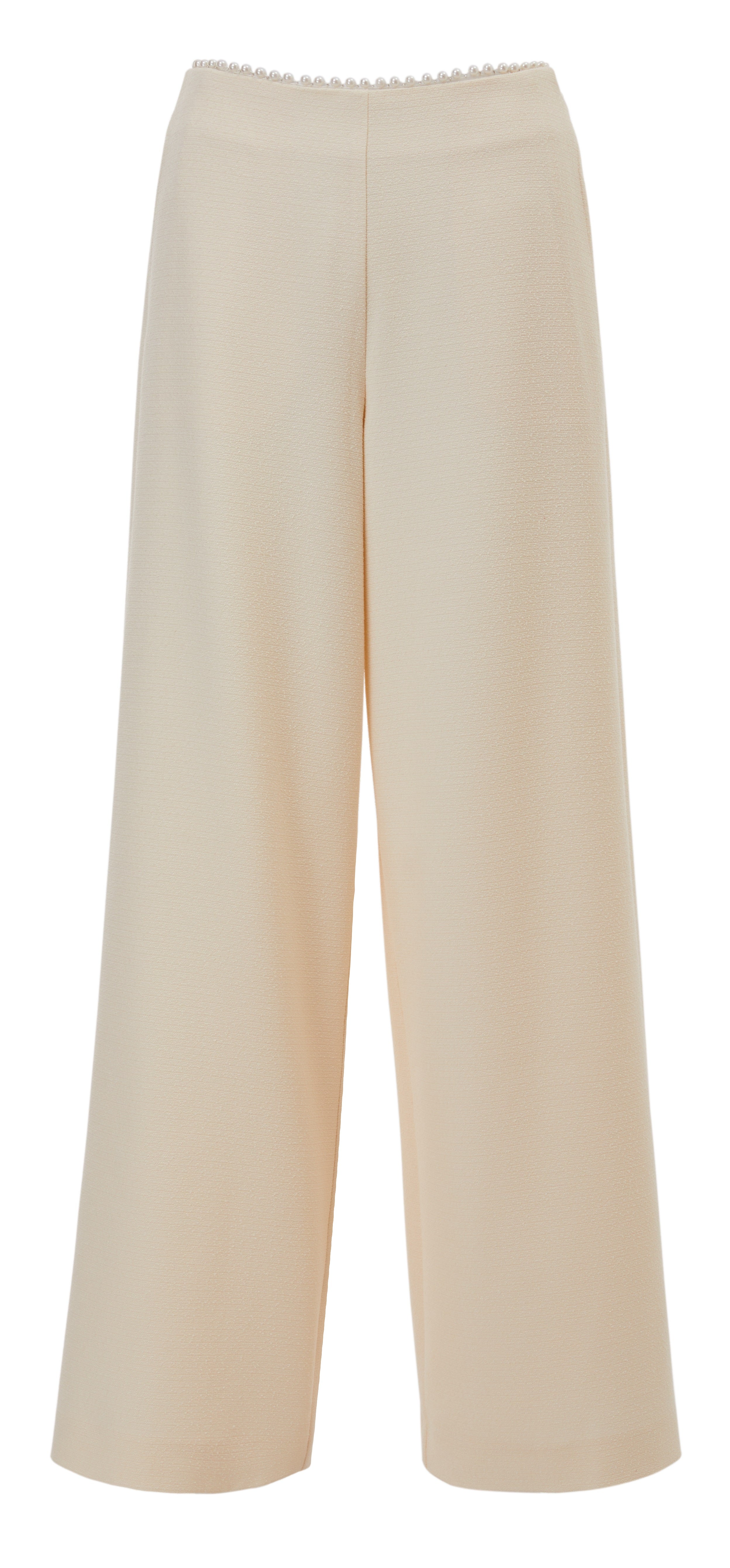 Flat front vintage crêpe pant with pearls waist trim (080905/835)