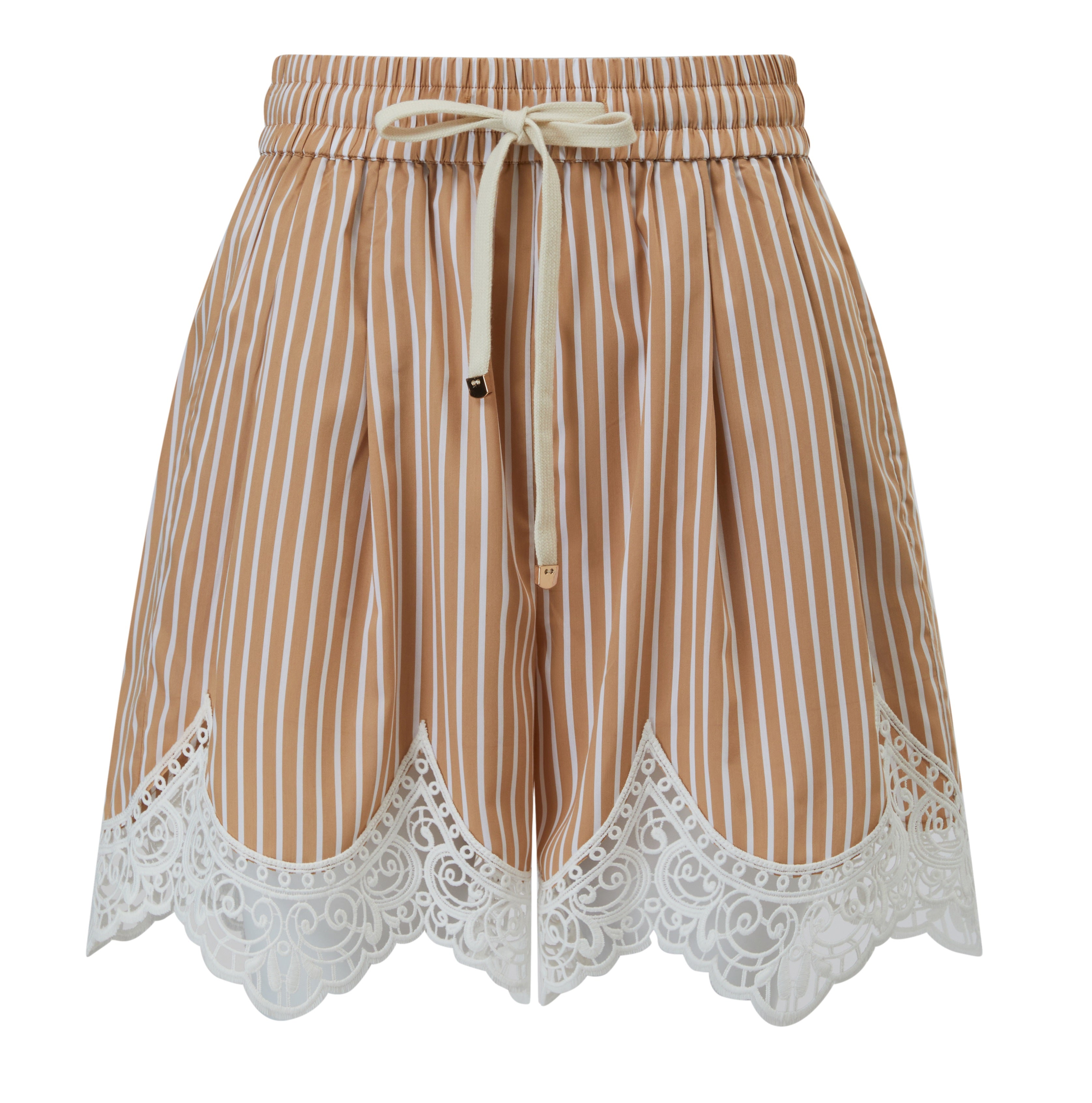 Stripes poplin shirt with embroided weavy heavy lace (081005/823)