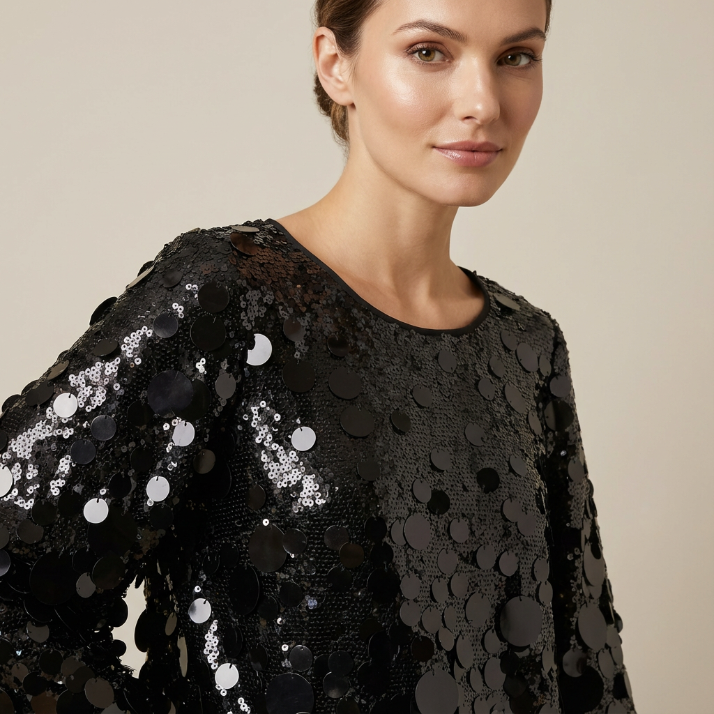Black Sequin Embellished Top (090703/939)