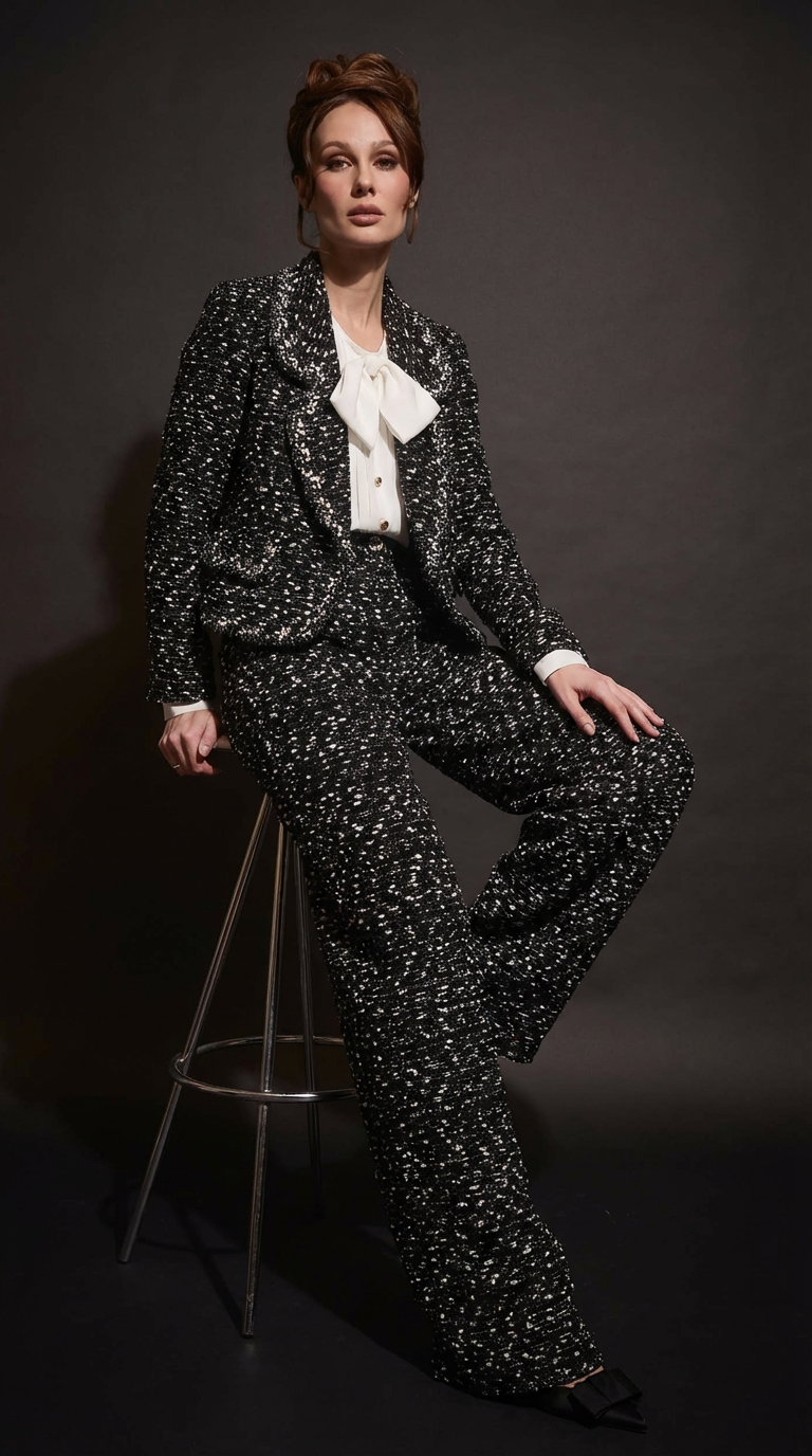 Black & White Wide-Leg Pants (090901/910)