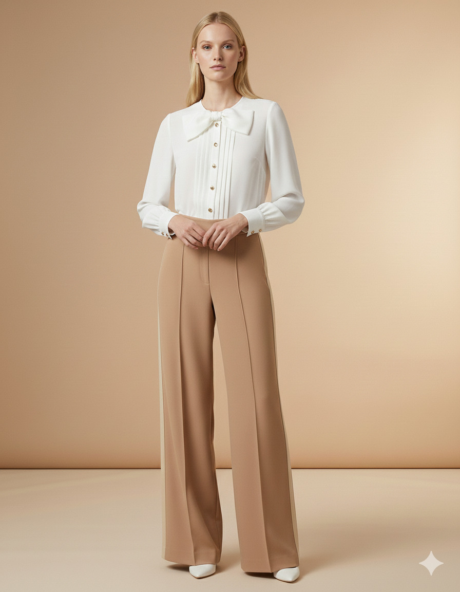 Wide-Leg Tailored Pants with Side Stripe (090909/942)