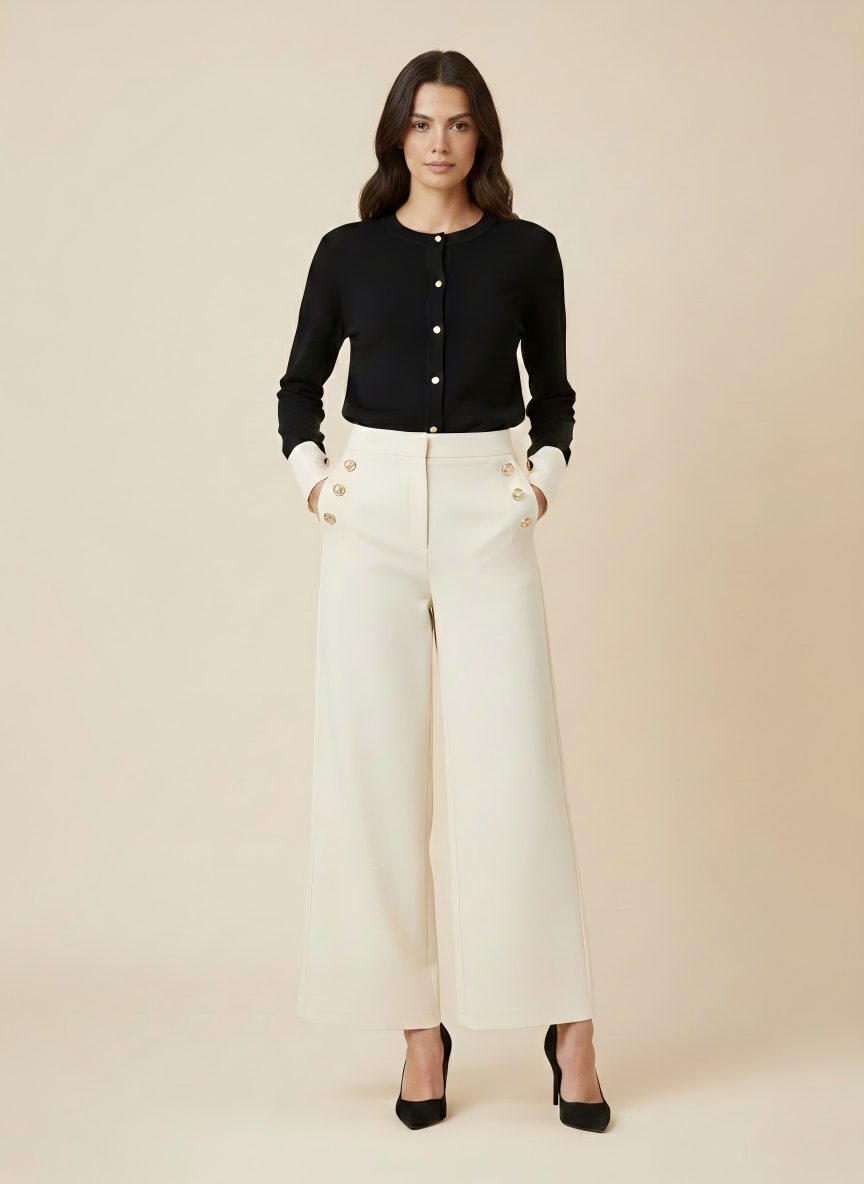 Contrast Cuff Buttoned Cardigan (091503/995)