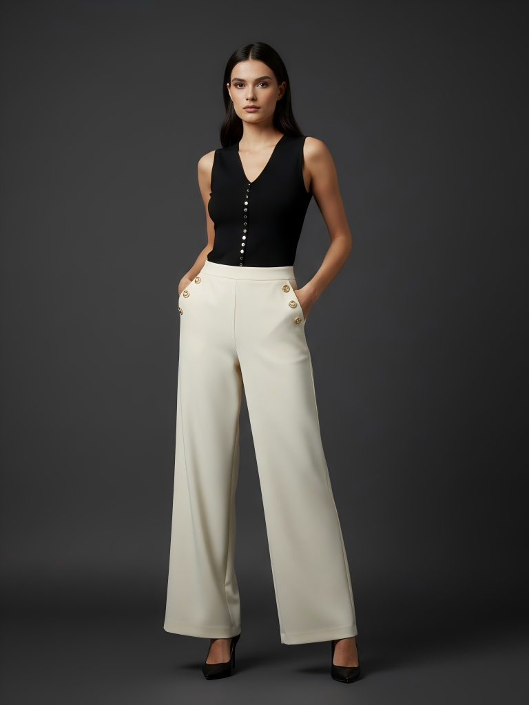 Sleeveless Button-Front Knit Top (091507/995)