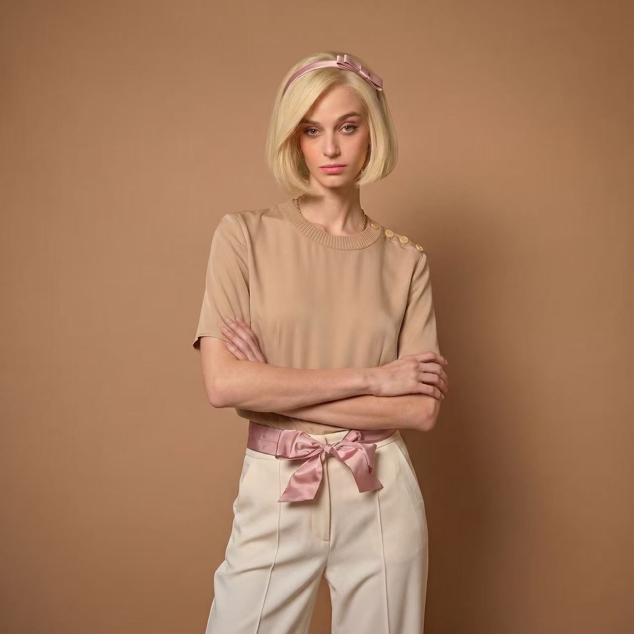 Silk Shoulder Button Knit Shirt