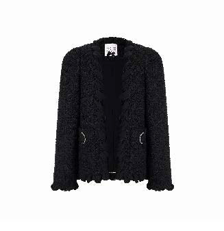 Ruffle-Edge Textured Jacket with Ring Details