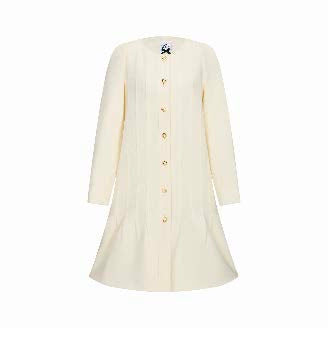 Fit-and-Flare Collarless Coat Dress