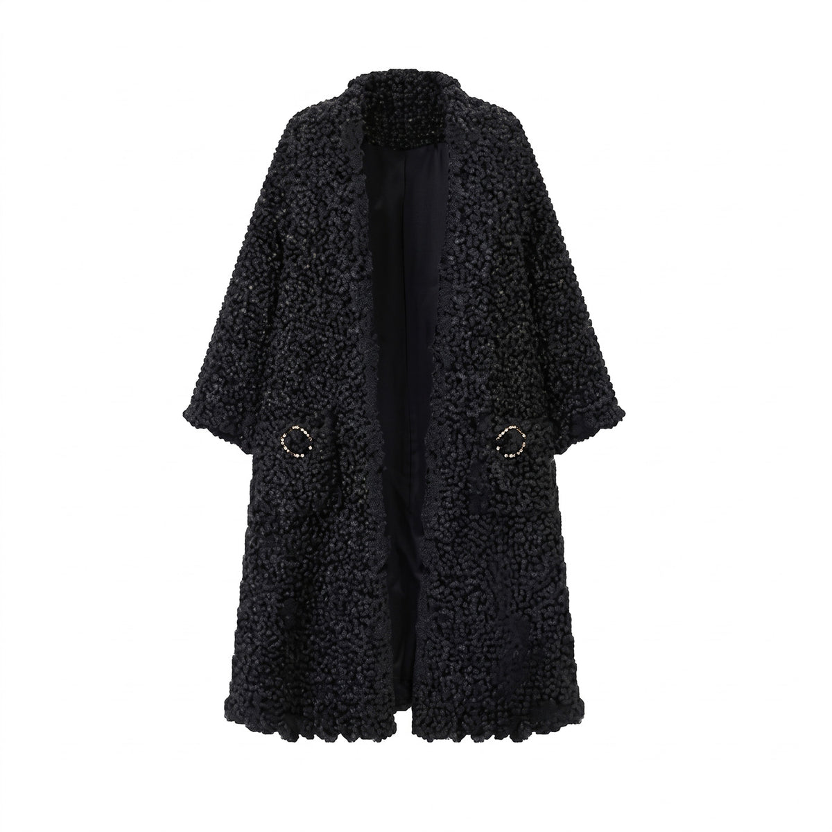 Textured Cape Coat with Ring Details