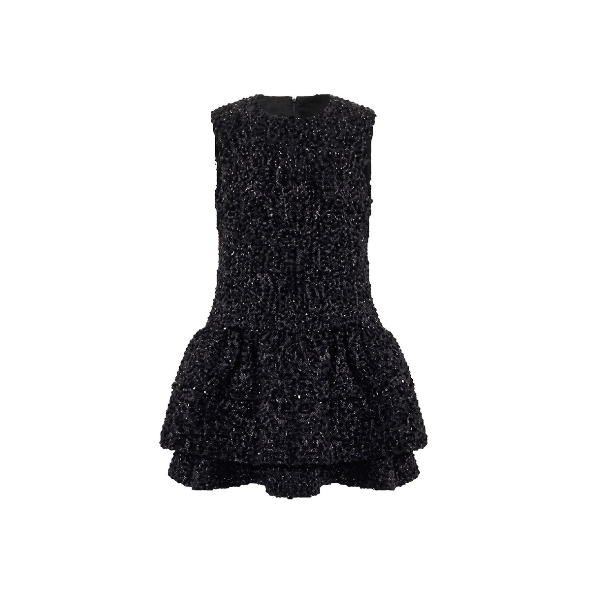 Textured Sleeveless Dress with Tiered Hem