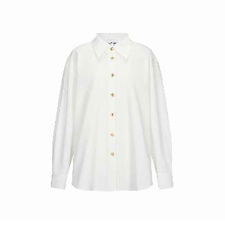 Fluid Point-Collar Blouse with Gold Buttons