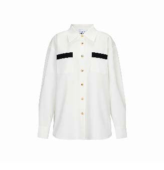 Contrast-Trim Point-Collar Blouse