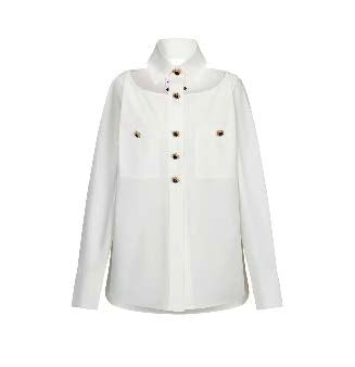 High-Collar Double-Breasted Blouse