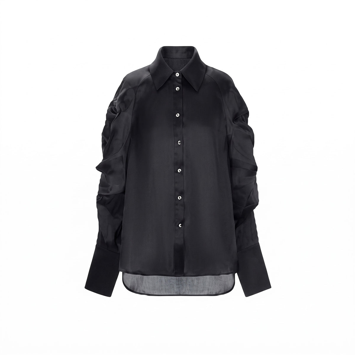 Sheer Ruffle-Sleeve Shirt