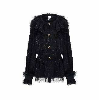 Lace Shirt with Ruffled Yoke