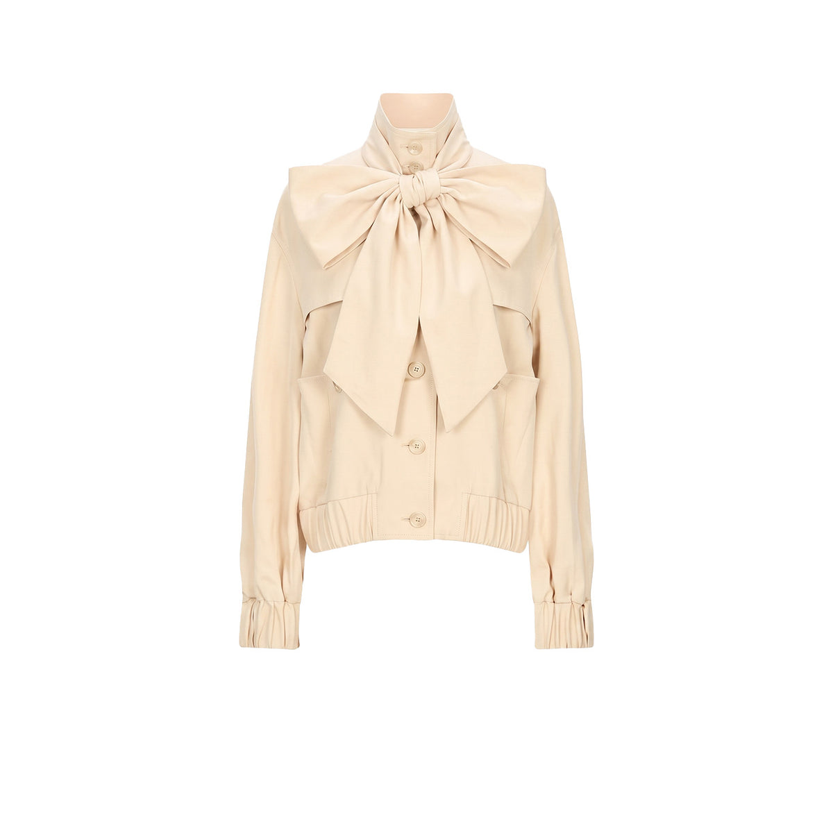 High-Neck Bow Blouse