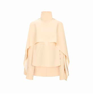 Layered Cape Blouse with High Neck