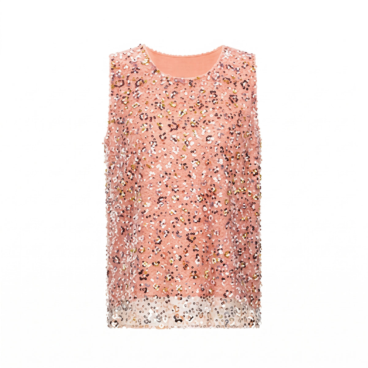 Coral Floral Sequin Shell Top