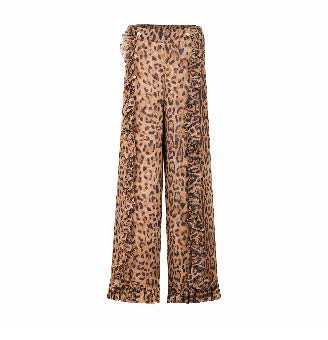 Animal-Print Ruffle-Trim Culottes