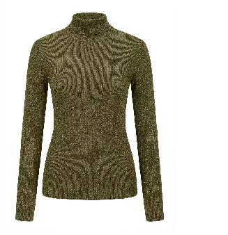 Metallic Ribbed Turtleneck Sweater