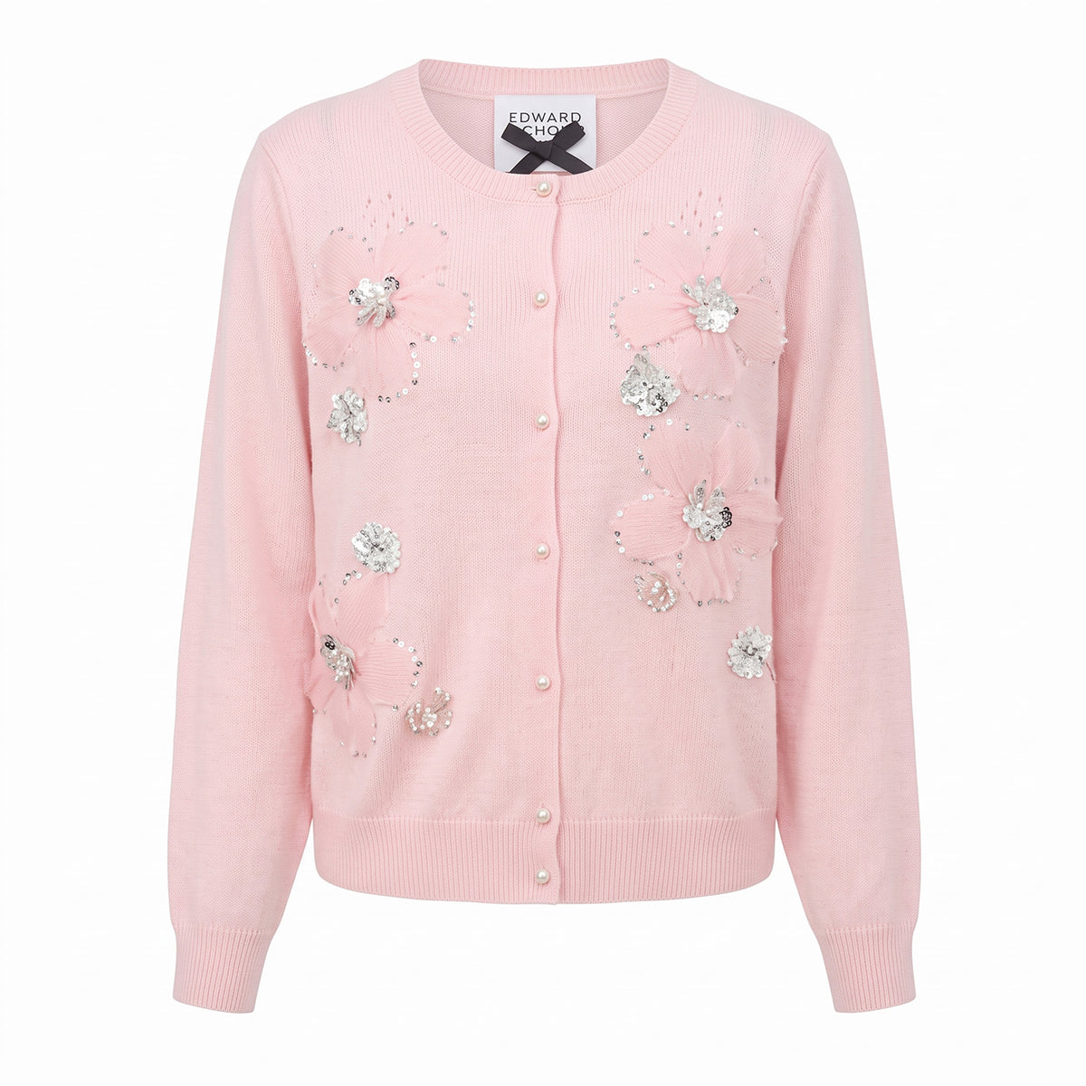 Crystal-Floral Cropped Cardigan