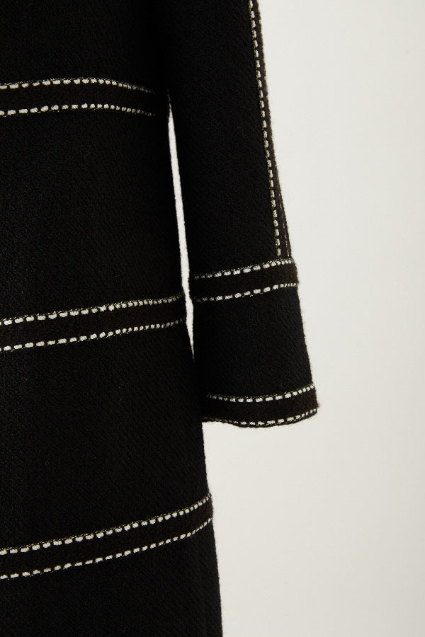 Gold-Buckle Trimmed Long Jacket (090201/901)