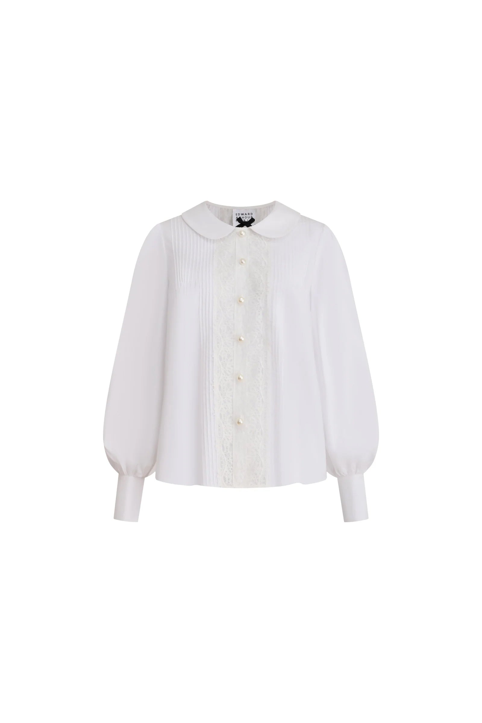 Lace Panel Peter Pan Collar White Blouse