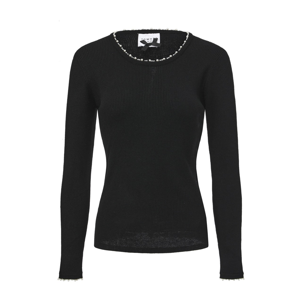 Chain-Trim Fine-Knit Sweater