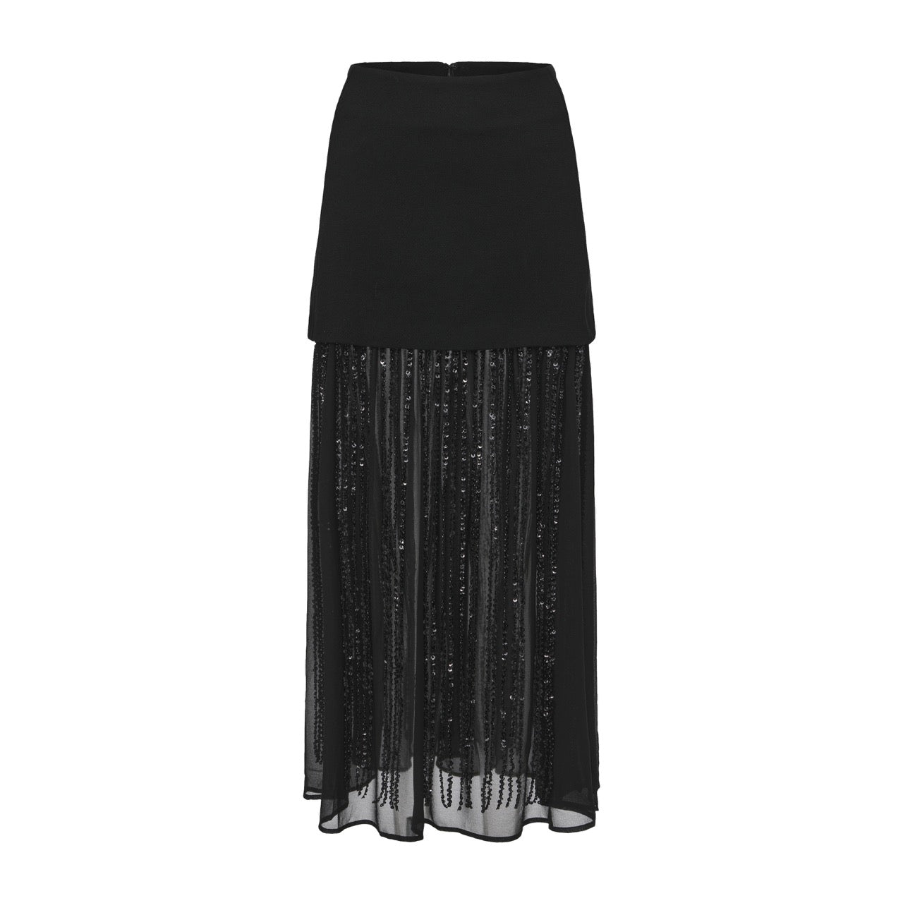 Lace-Panel Pleated Skirt