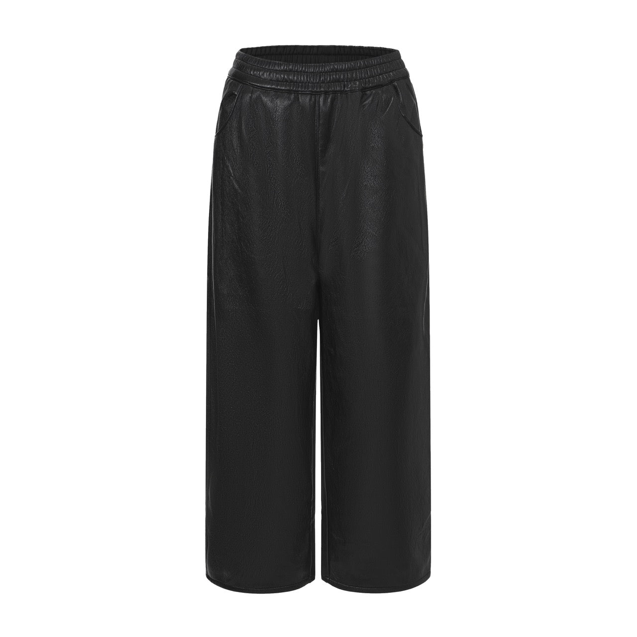 Cropped Satin Culottes with Gathered Waist