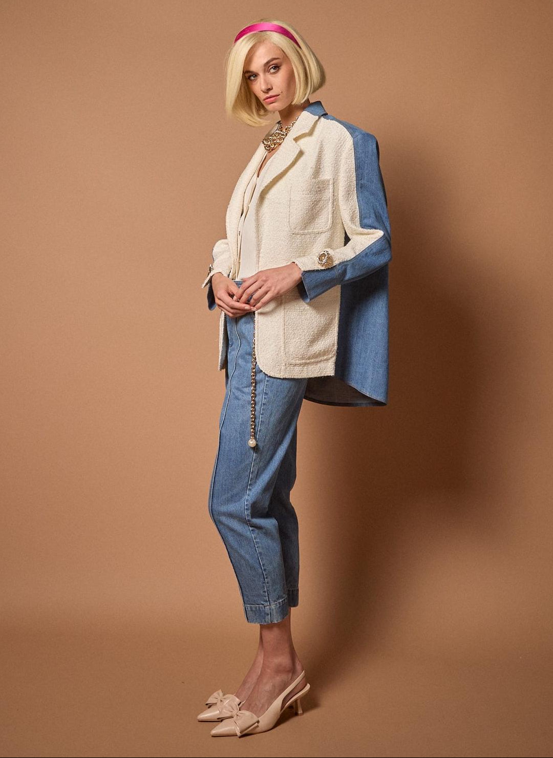 Refined Ivory/Denim Contrast Jacket