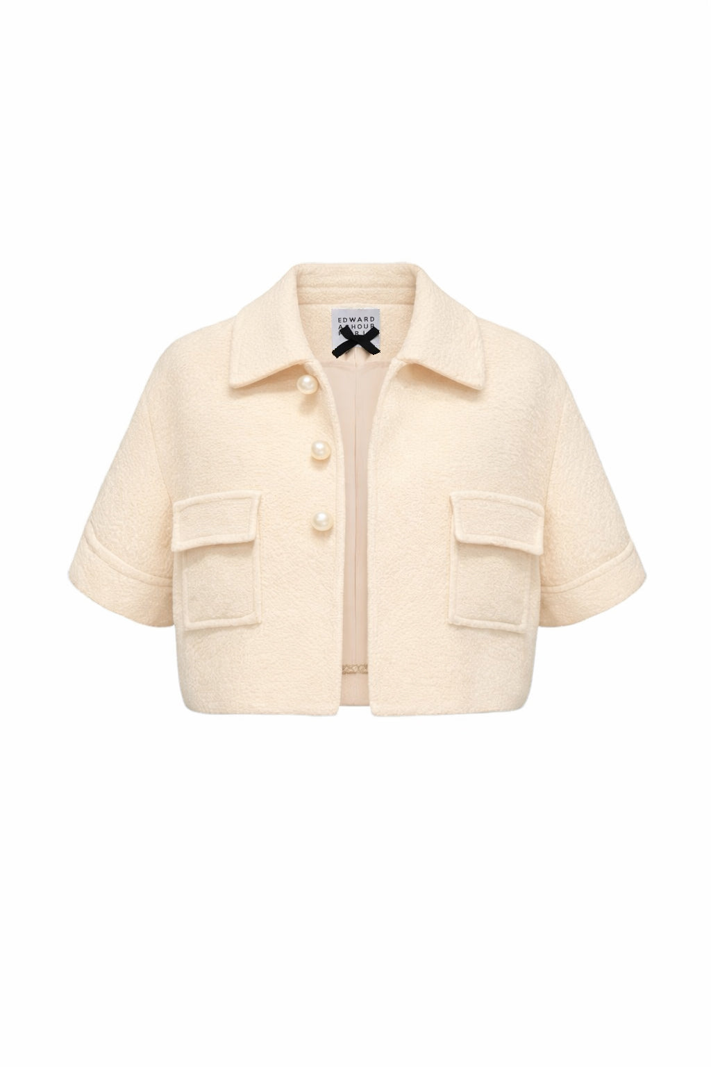 Cropped Pearl-Button Bouclé Jacket