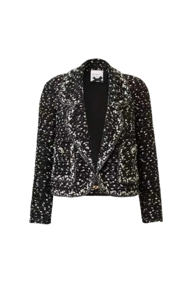 Black & White Fitted Jacket with Notch Lapel (090109/910)