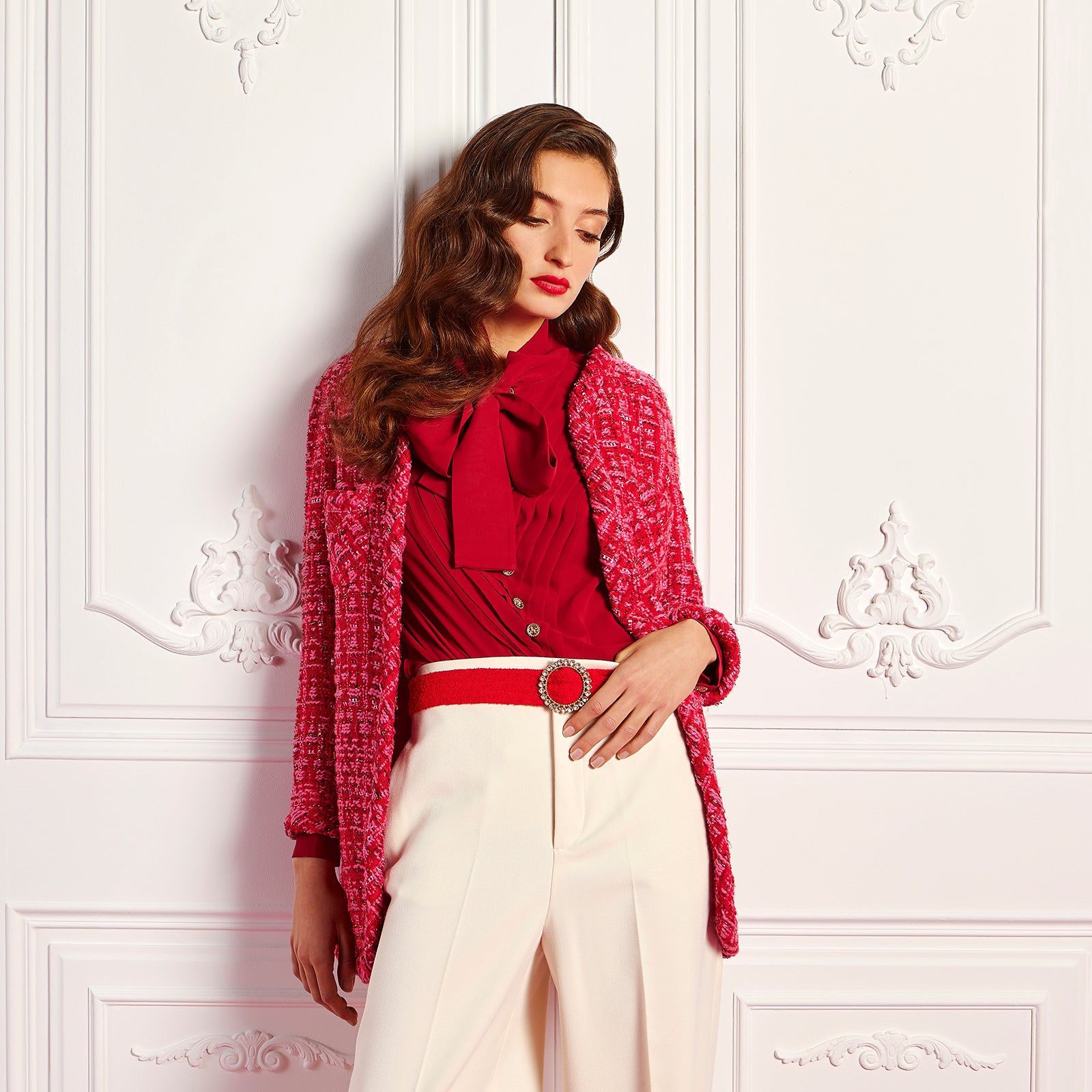 Blouse contrastante à lavallière
