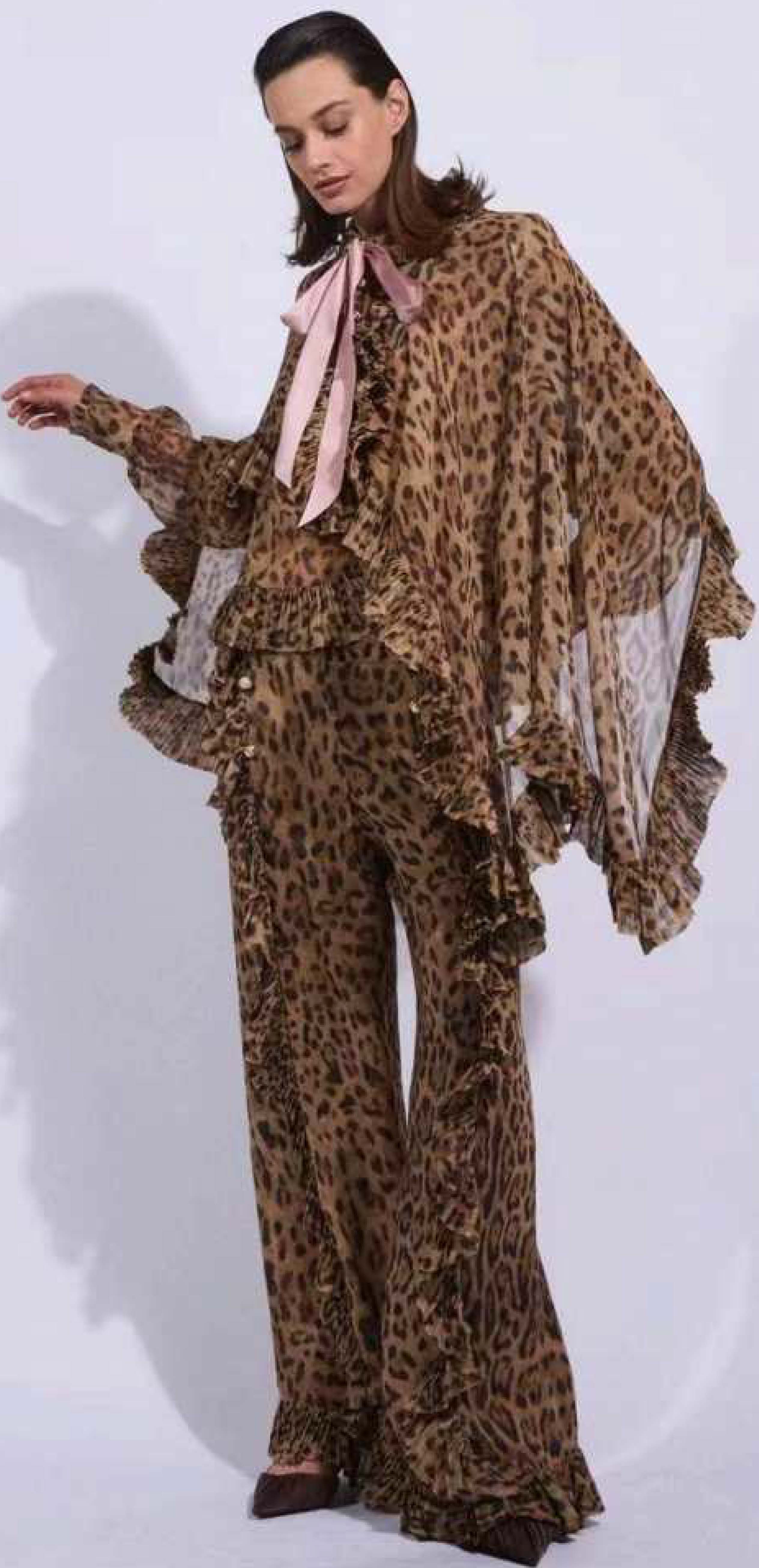 Animal-Print Ruffle-Trim Culottes
