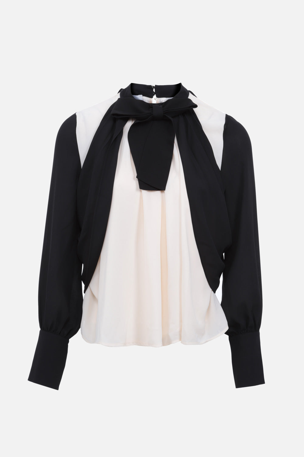 Black/ecru contrasting blouse