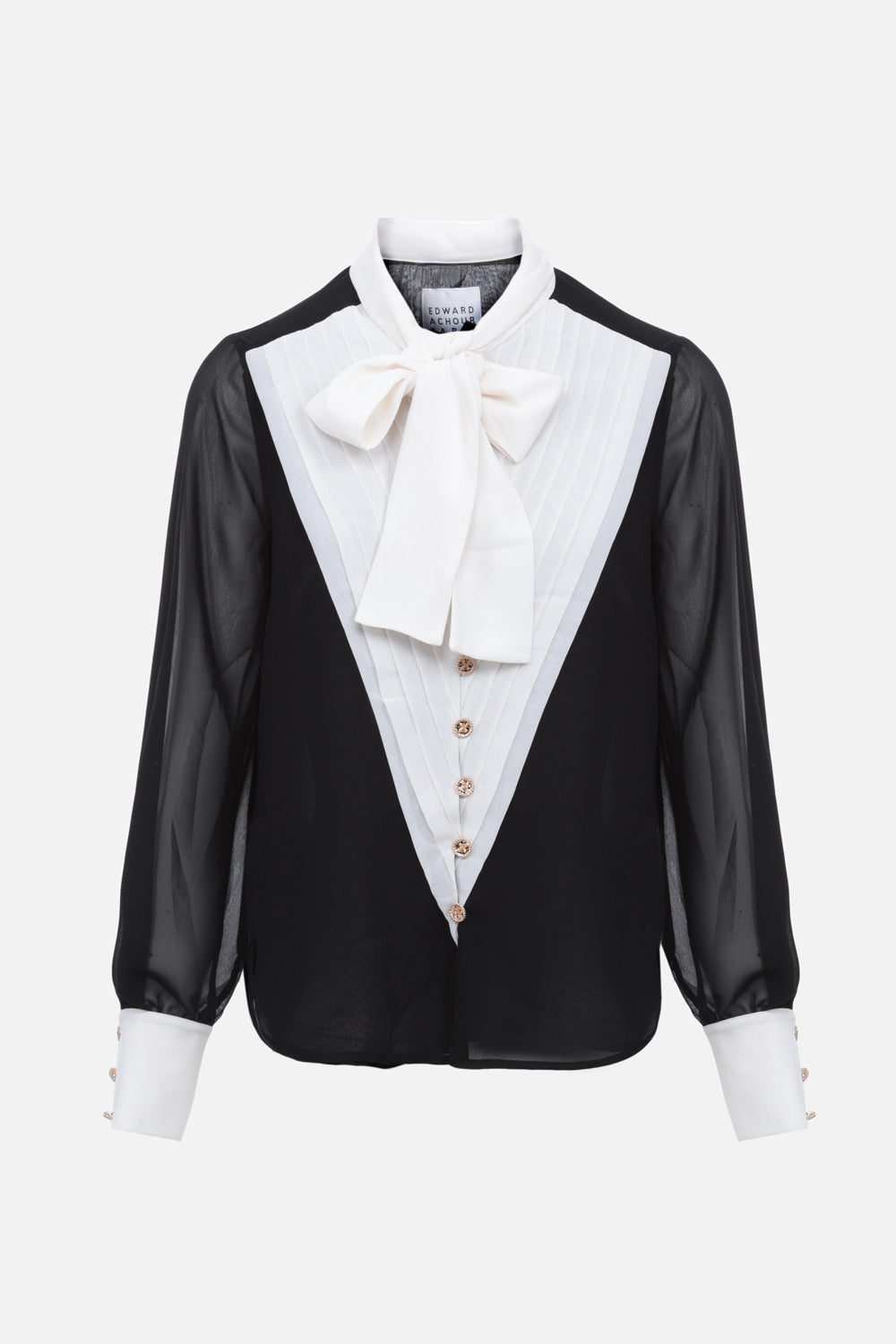 Contrasting lavaliere blouse
