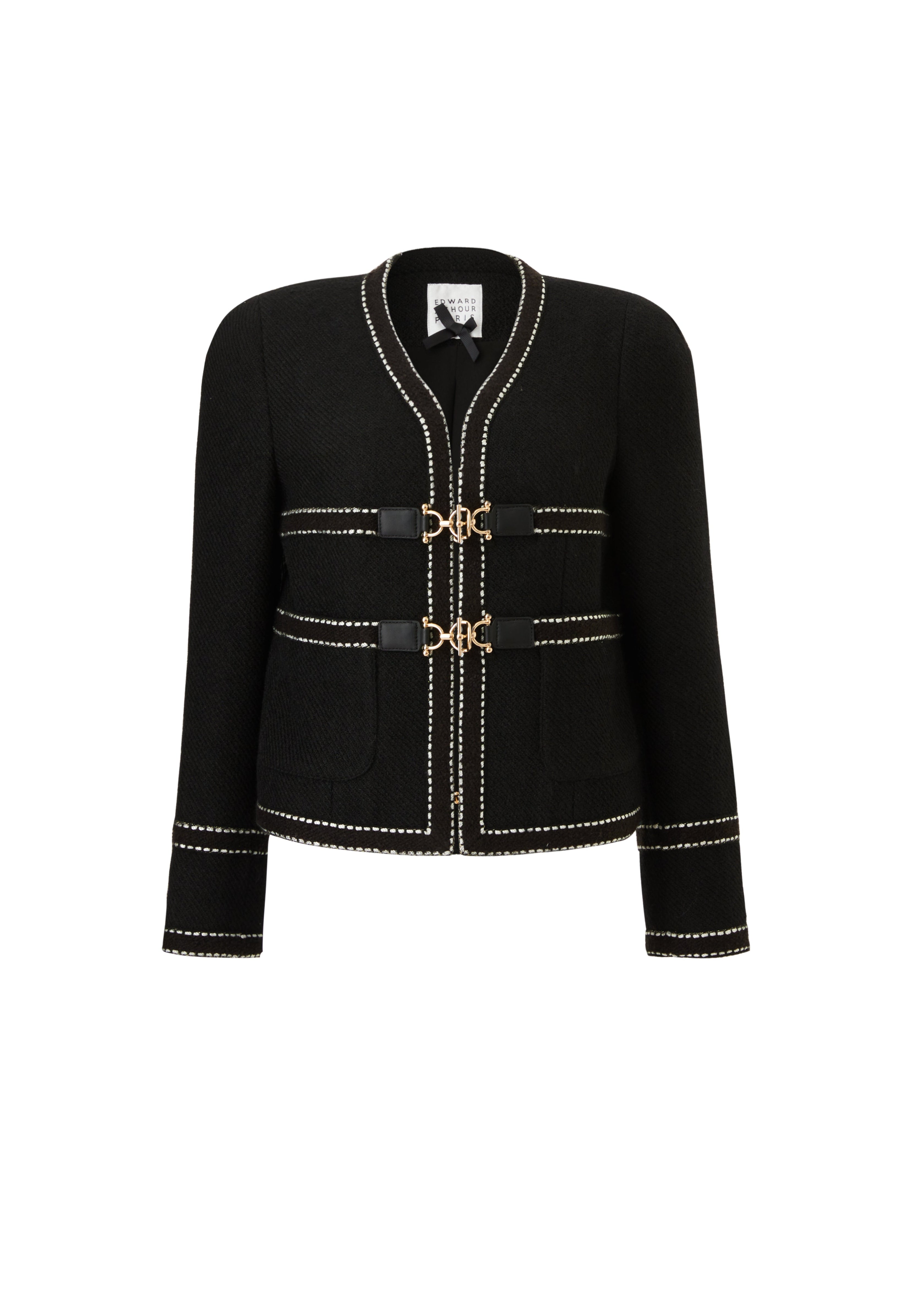 Contrast-Stitch Textured Jacket with Lock Detail (090101/901)