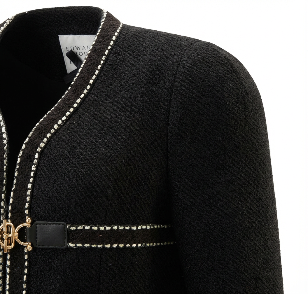 Contrast-Stitch Textured Jacket with Lock Detail (090101/901)