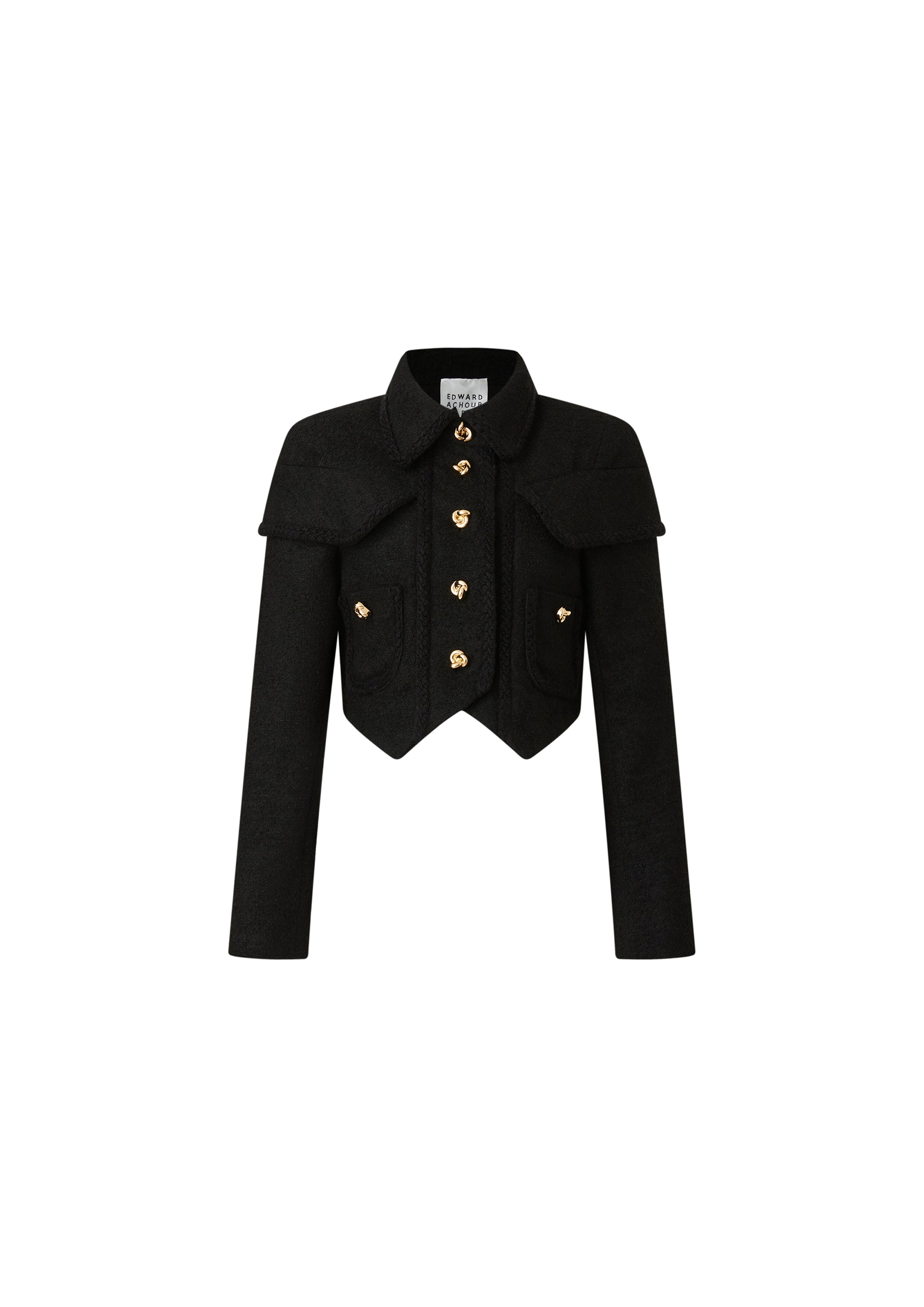 Short Natté Blazer with Courtly Shoulders & Jewels Bottons (090115/909)