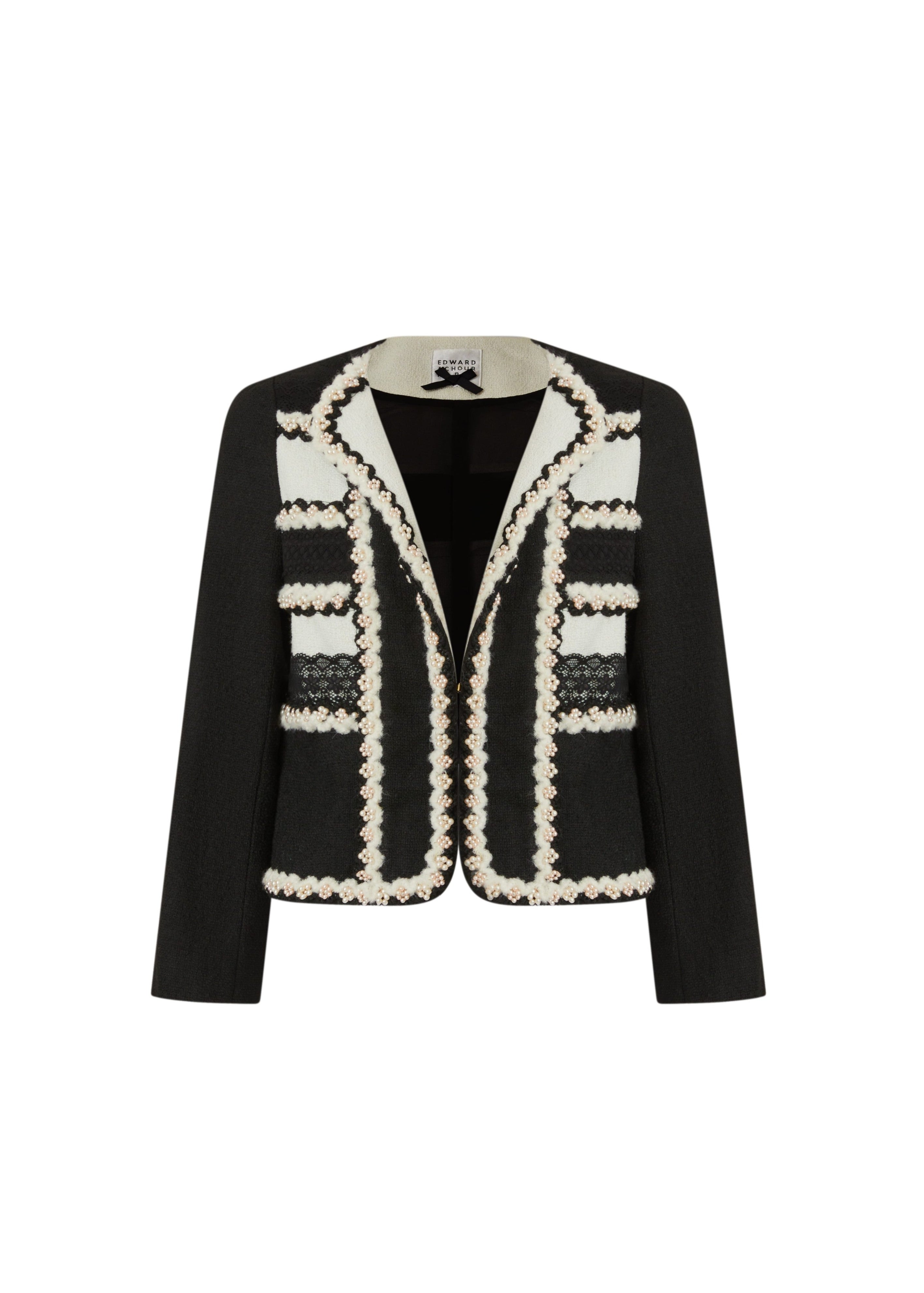 Pearl-Trimmed Contrast Panel Jacket (090121/932)