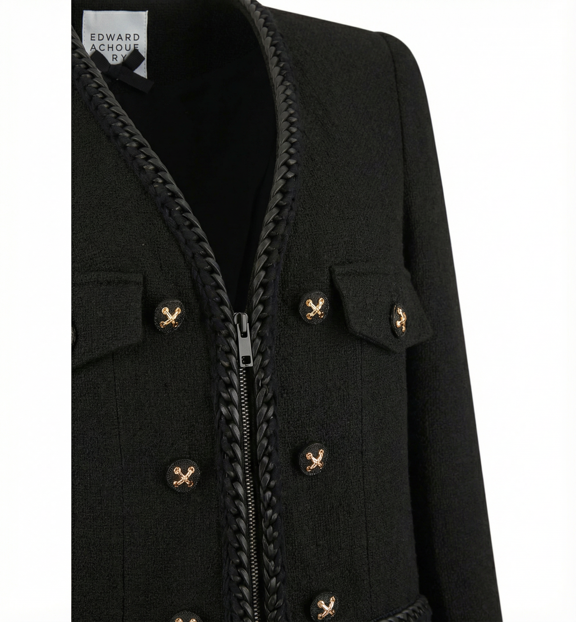Braided Trim Wool Jacket with Gold-Tone Buttons (090123/934)