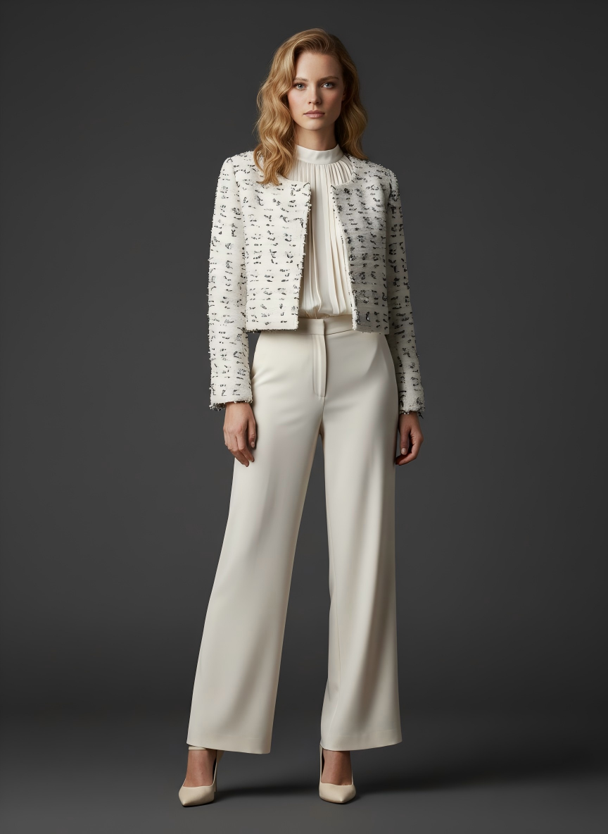 Textured Monochrome Cropped Jacket (090130/906)